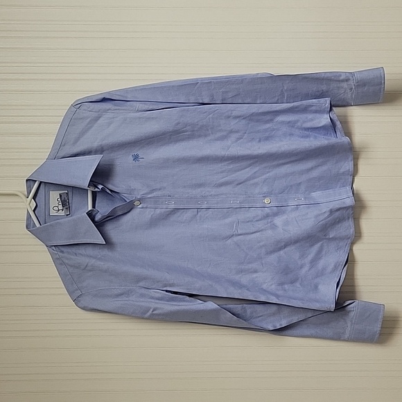 Lilly Pulitzer sz 4 fitted light blue 100% cotton long sleeve button down. - Picture 1 of 5